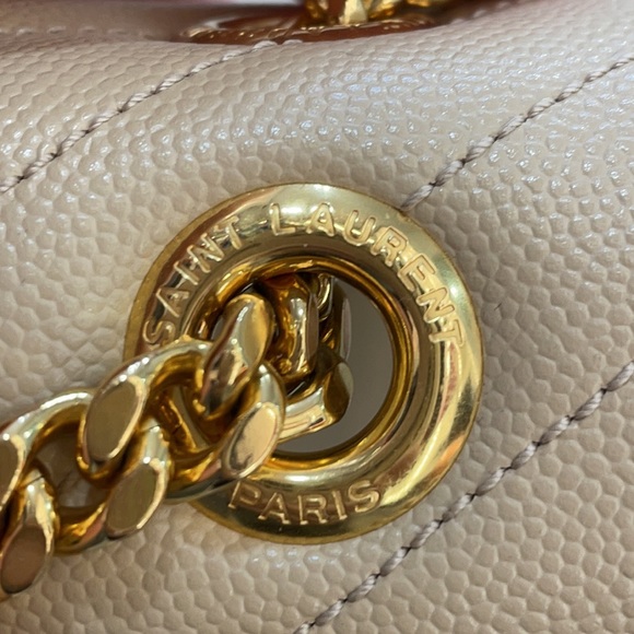 YSL Large Monogram Matelasse Shoulder Bag Nude Powder - Picture 7 of 16